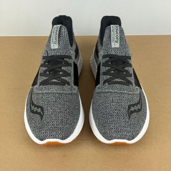 Saucony Stretch & Go Pull On Athletic Shoes Mens 9 Gray Black Knit Run Walk - Picture 2 of 10